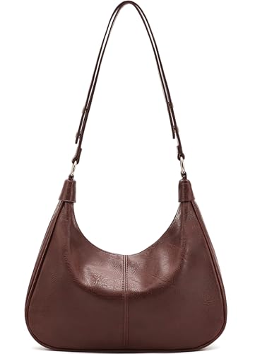 Bolsa tipo Hobo para mujer de cuero vegano marrón oscuro