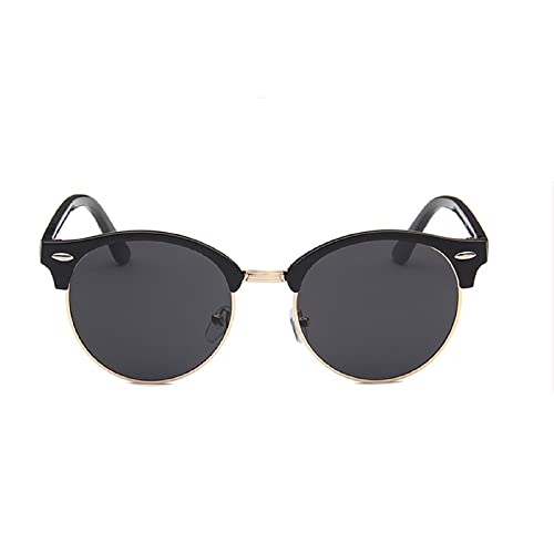 Image of AUGEN By Visions India Retro Vintage Round Abstract Unisex Sunglasses UV400 Protected Medium Size (Black, 122)