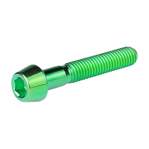 Image of Titanium Ti Bolt M5x9 16 18 20 25 30 35 40 45 50 55 60mm Tapered Head Screws Pack of 4 (M5x30mm, Green)