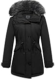 GGleaf Women's Winter Thicken Jacket Quilted Coat Puffer Parka with Faux Fur Trim Hood Black Medium