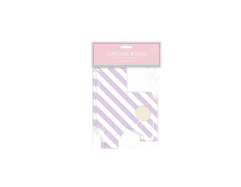 TRTO Colorful Cupcake Boxes - 6 Pack Cupcake Boxes for 6 Cupcakes Muffin Fairy Wedding Trays Multicolor Easy To Use and Assemble (Lilac)