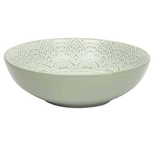 Home Deco Factory, KA0458, Piatto Fondo dal Design Moderno in Ceramica Resistente, Ideale per zuppe e Salse, di Facile Manutenzione, Colore Verde, Diametro 185 cm