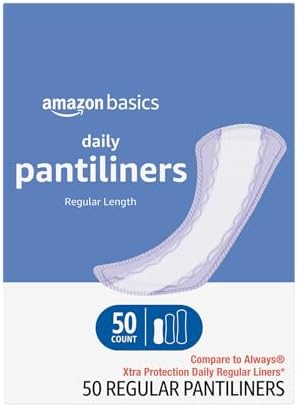 Amazon Basics Daily Pantiliner, Regular Length, Pads for Women, Unscented, 50 Count (Previously Solimo)