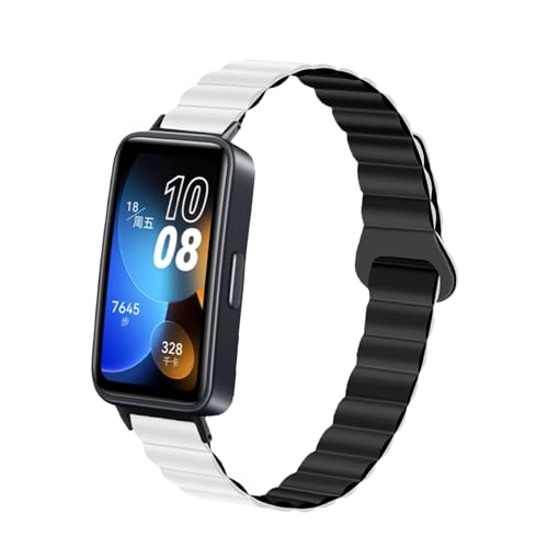 [Etsbaocy] �}�O�l�b�g�o���h Huawei Band 10/10 Aluminum Edition/Band 9/8 �Ή� �o���h ���z�������[�v ���R���������x���g �ւ��x���g ���͂Ȏ��C�N���X�v�t�� - �u���b�N/�z���C�g