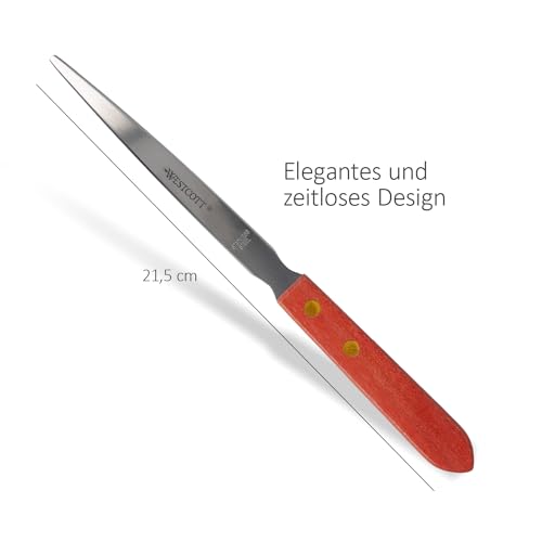 Westcott Brieföffner mit Holzgriff | Premium Brieföffner mit Klinge aus rostfreiem Edelstahl | ergonomischer Holzgriff in Braun | öffnet Briefe leicht und sauber | für Haushalt und Büro | E-29694 00
