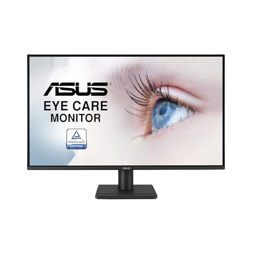 ASUS 27” 1440P Eye Care Monitor (VA27AQ) - IPS, QHD (2560 x 1440), 99% sRGB, Frameless, HDMI, DisplayPort, VGA, 1ms, Speakers, Low Blue Light, Flicker Free, VESA Wall Mountable, 3 yr Warranty