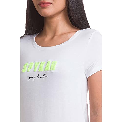Image of Spykar Women's Cotton Printed Slim Fit T-Shirt