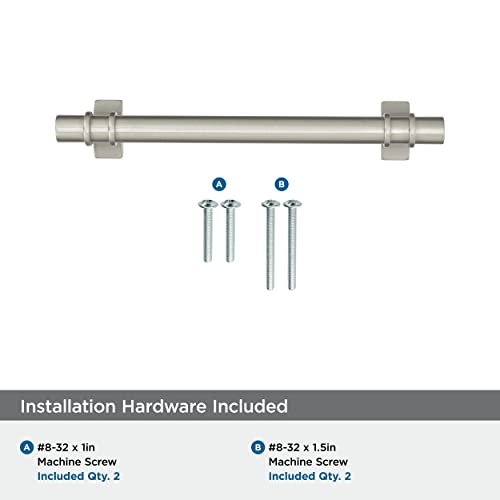 Image of Amerock | Cabinet Pull | Satin Nickel | 5-1 /16 inch (128 mm) Center to Center | Davenport | 1 Pack | Drawer Pull | Drawer Handle | Cabinet Hardware