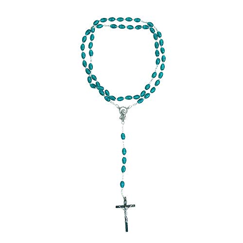 Good Shepherd Creations Catholic Rosary with Metal Crucifix Cross Made in Italy Miraculous Pink Oval Beads