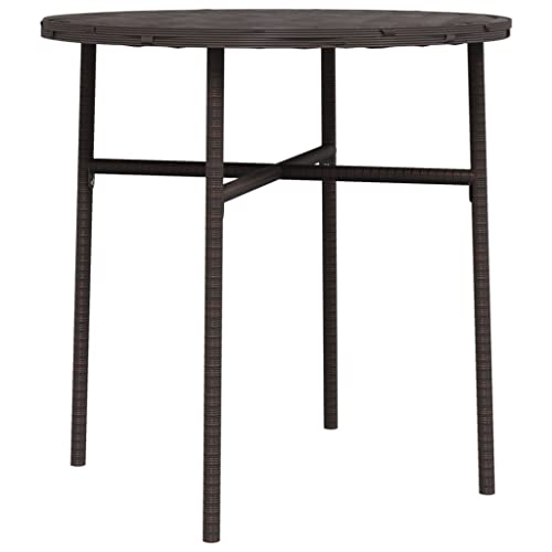 Mhdvray Table à Thé Ronde en Résine Tressée Marron 45 x 45 cm - Table d'Appoint Extérieure pour Jardin Balcon Terrasse et Patio - Mobilier d'Extérieur...