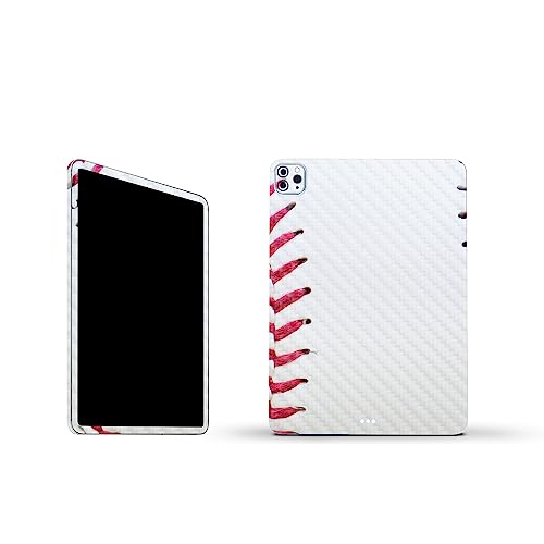 Image of MightySkins Carbon Fiber Skin Compatible With Apple iPad Pro 11 inch M2 4th Gen (2022) Full Wrap Kit - Baseball Closeup | Protective, Durable Textured Carbon Fiber Finish | Easy To Apply | Made in the USA