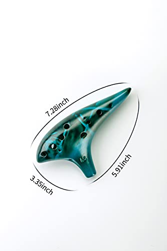 Image of Ocarina,Strawfire12 Hole Ocarina Instrument,Alto C Ceramic Ocarina With Song Book Strap for Beginner Gift Idea(Blue)