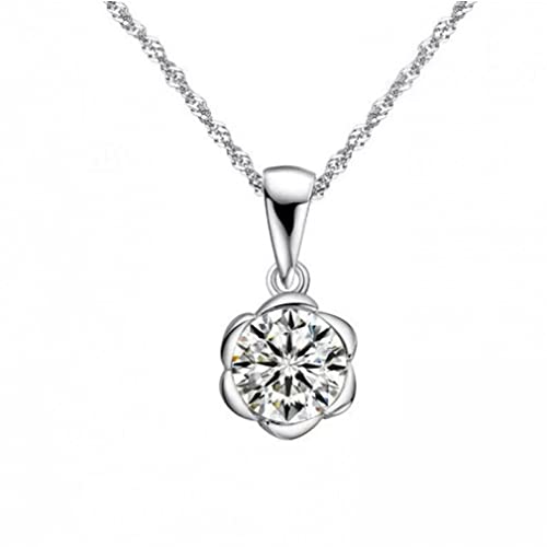 Collar 925 con forma de flor, solitario con incrustaciones, colgante de diamante de laboratorio de 1 quilate, boda para mujer