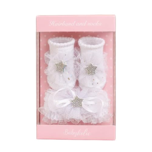 babyholic Baby Girl Hair Band & Booties Set | Soft Cotton Newborn Socks with Bow Headband | Infant Gift Set for 0-12 Months-picture-23