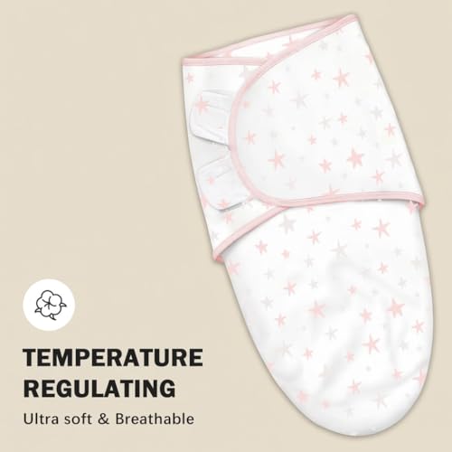 Image of Cute Castle 3-Pack Baby Swaddle Sleep Sacks - Newborn Swaddle Sack - Ergonomic Baby Swaddles Blanket Warp for Boys and Girls - Baby Essentials (0-6 Months - Pink, Moon, Stars)