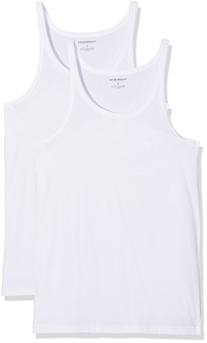 Preisvergleich Produktbild Emporio Armani Underwear Herren 111612CC722 Schlafanzugoberteil, Weiß (BIANCO / BIANCO 04710), Small (2er Pack)