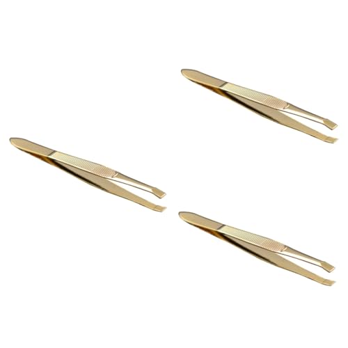 HAPINARY 3pcs 9x0.8cm Makeup Tweezers Eyebrow Clip with Comb Portable Stainless Steel Eyelash Extension Tweezers