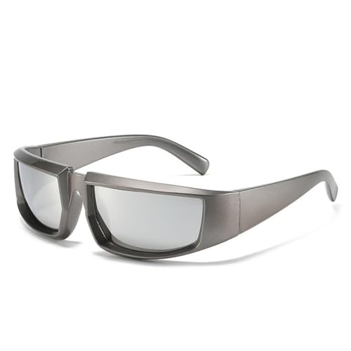 Lunettes de soleil miroir punk à effet technologique futuriste pour femme