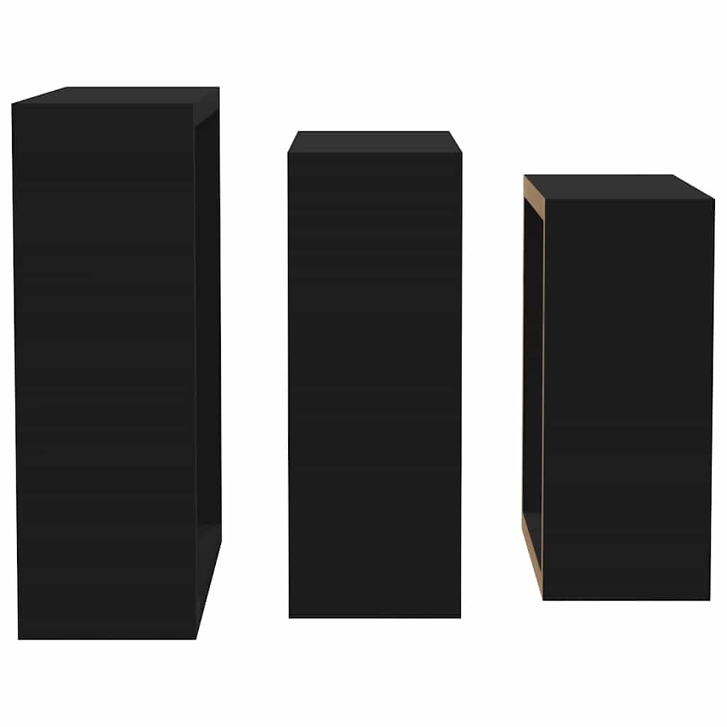 Würfelregale 3 Stk. Schwarz MDF | Schwebend Montierbar, Stabil, Vielseitig für Bücher, Deko