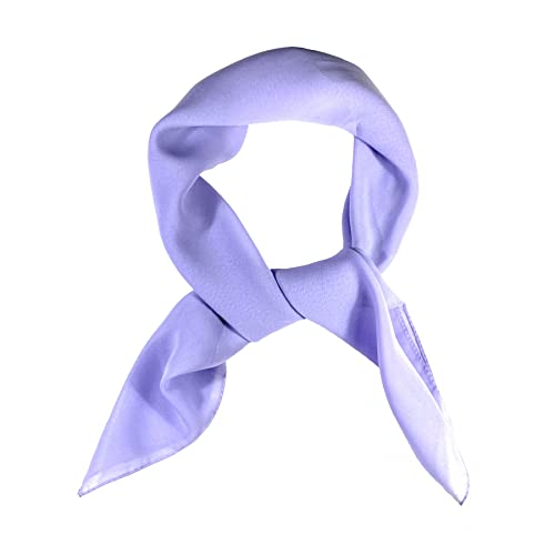 WESTEND CHOICE Écharpes carrées en mousseline pour femmes, écharpe de cou unie rétro années 50 légère, foulard carré à nouer 65 x 65 cm, violet clair,...