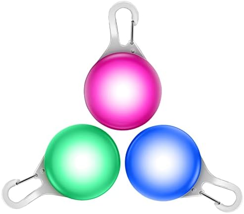 3 Pack LED Dog Collar Light, Light Up Dog Collars, Clip-On LED Dog Tag Light for Dog Collar, 3 Light Modes Dog Lights for Night Walking, Running, Camping, Climbing