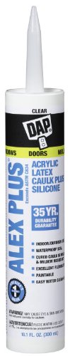 Dap 18071 ALEX PLUS Acrylic Latex Caulk Plus Silicone - Clear 10.1-oz Cartridge (18156) by DAP
