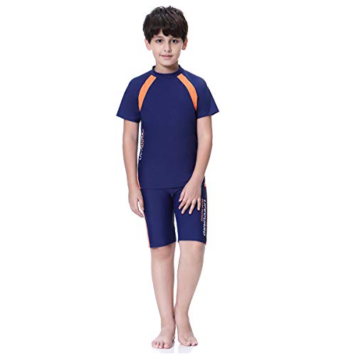 Boys Swimsuits UPF50+UV Swimwear Set Two Piece Rash Guard with Hat for Kids 4-14 Years3