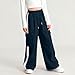 gsatuba Sweat Pants for Girls Fashion Kids y2k Baggy Sweatpants Drawstring Waist Wide Leg Loose Joggers Teens Clothes Navy Girls Pants Size 15 Years