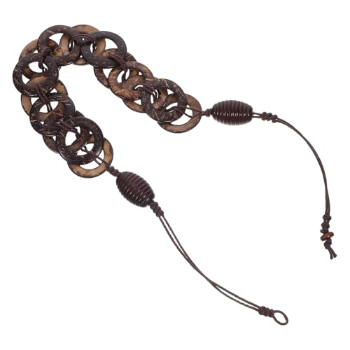 MUCKLILY Collar Bohemio de Cuentas de Cáscara Natural Estilo Étnico Retro Color Marrón Tamaño Ajustado Tipo Cadena de Suéter Collar Grueso para Mujer Joyería Artesanal para Playa y