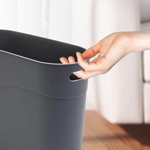 Image of 2 Pack 3.2 Gallon Plastic Trash Cans for Bathroom, Small Waste Bins with Handles, Compact Garbage Containers for Narrow Spaces, Recycle Wastebaskets for Office, Kitchen, Bedroom, Living Room (gray)