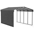 Arrow Carports Galvanized Steel Carport, with 1-Sided Enclosure, Compact Car Metal Carport Kit, 12' x 20' x 9', Charcoal