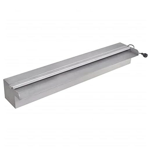 Vidaxl Fuente Rectangular Patio Exteriores Jardín Estanque Aire Libre Terraza Decoración Bomba De Agua Piscina Con Led Acero Inoxidable 60Cm