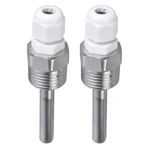 Set Mit 2 Tauchhülsen Aus Edelstahl Schutzrohre 8 X 50 Mm Mit 1/2-Zoll Gewinde Für Wasserdichte Temperatursensoren