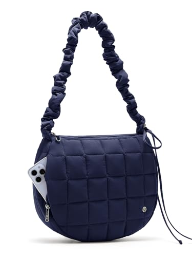 WESTBRONCO Puffer Crossbody Bags for Women Nylon Quilted Shoulder Bag Womens Crossbody Purse with Drawstring Strap for Travel