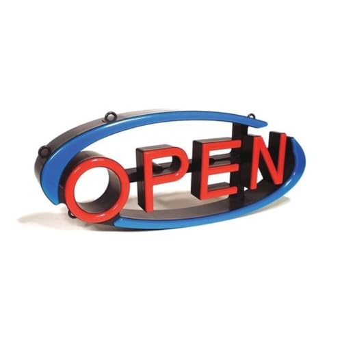 Panneau LED ouvert bleu et rouge pour animer la vitrine d'un café