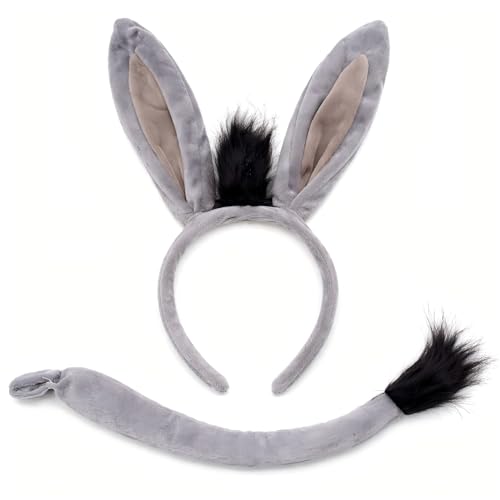 JazSwirl Donkey Ears Donkey Ears and Tail Donkey Headband Donkey Ears Headband for Adult