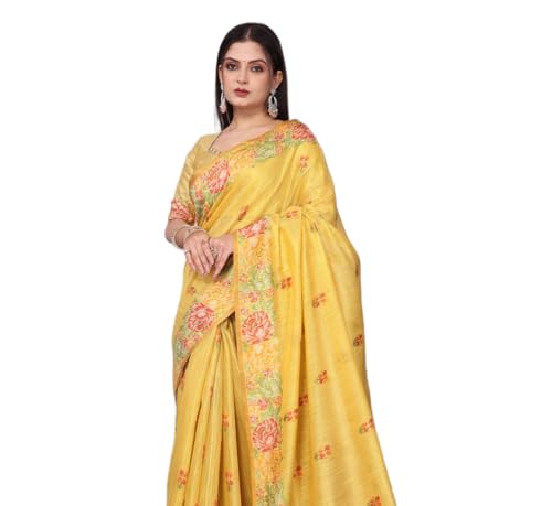 Image of SWORNOF Gold-Toned Woven Design Silk Zari Tissue Saree | Saree for Women | Soft and Skin Friendly