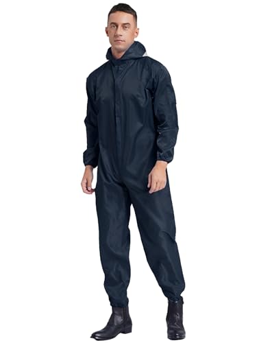 Linjinx Tuta protettiva da uomo con cappuccio, protezione dalla polvere, tuta integrale, blu navy, M