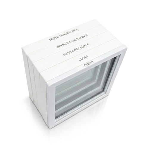 EDTM GS1333 Glass Sample Set - Single-Pane Clear, Dual-Pane Clear, Dual-Pane Hard Coat Low-E, Dual-Pane Double Silver Low-E, & Dual-Pane Triple Silver Low-E Samples for Window Sales Kits – Made in USA