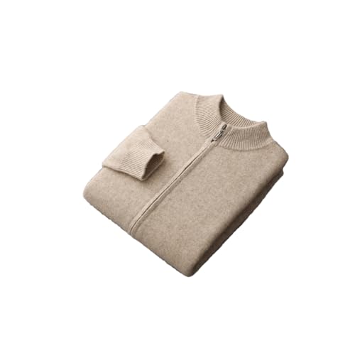 Men's Cardigan Zippers Mock Neck Long Sleeve Sweater Wool Knit Sweaters Thick Soft Stand Collar Cardigan