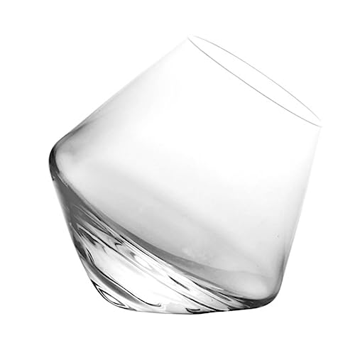 Cabilock Vaso de Whisky Cristal de 300 Ml, Copa de Cóctel Rotatoria de Cristal, Diseño Cóncavo Convexo, Adecuado para Bourbon, Cerveza y Vodka, Uso en Bar y Degustación, Vaso Resistente