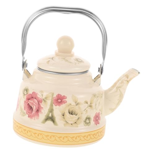 VERDANVERSE Tetera Esmaltada Gruesa Con Diseño Vintage Hervidor De Agua Para Estufa Con Mango Para Preparar Té Suelto Cocina Retro y Ebullición Uniforme