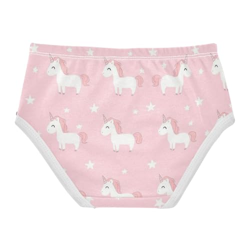 Wusikd Cute Unicorns Girls' Underwear Cotton Stars Pink Girls Briefs Soft Toddler Underwear 2T2