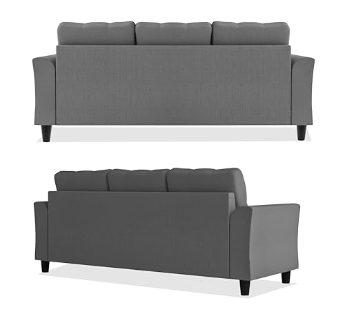 Image of Adorn India Maddox Tufted L Shape 4 Seater Sofa Set (Grey) (3 Year Warranty)