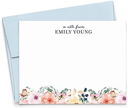 Personalized Floral Stationery Set, Personalized stationary for Women, Your Choice of Colors and Quantity