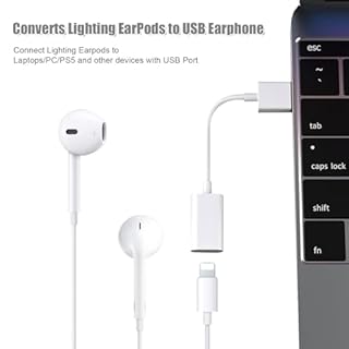 Fidioto USB Male to Lightning Female Audio Adapter Cable Type A to Lightning Dongle Converter Support Volume Control Mic Compatible with MacBook Computer PC Headphone,Earphones, Earbuds, and More