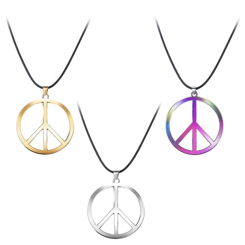 HDGSAFD 3 Pièces Collier De Paix en Métal, Collier De Personnalité Élé, Collier De Style Punk, Accessoires De Vêtements.
