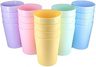 Honla Set of 20 Kids Juice Tumblers,9oz Unbreakable Small Plastic Cups in 5