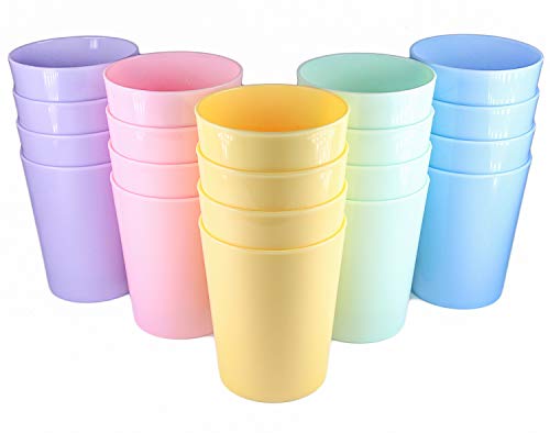 Honla Set of 20 Kids Juice Tumblers,9oz Unbreakable Small Plastic Cups in 5