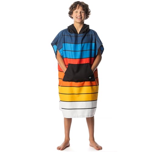 Image of Flow Changing Poncho for Kids - Microfiber Hooded Swim Towel Poncho for Boys & Girls, Perfect for Beach, Pool, or Swim - Quick Dry, Absorbent, Light Weight, and Easy to Pack (Brightside, Small)